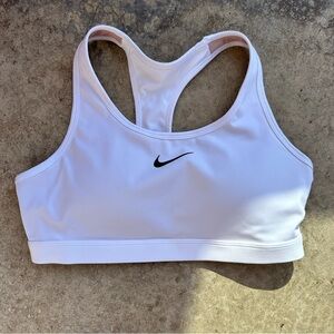 Nike White Racerback Sports Bra with Black Swoosh
